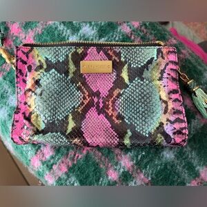 Brahmin Vibrant Snake Print Clutch